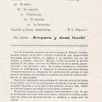 Contraportada (cuatro hojas) del programa correspondiente al Concierto de Iturbi el Martes, 19 de Enero de 1915 “Matine Moda”, celebrado en el Teatro Principal de Valencia. (Fondo documental de Juan Ponce Parres.)