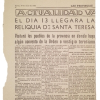 Recorte del diario Las Provincias de el 10 de enero de 1963. ES.462508.ADPV/Diputación. A.0.1.2.1. caja 39 expediente 155
