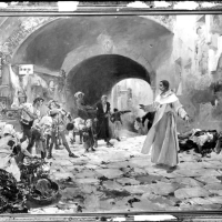 ANTONIO GARCÍA. "El pare Jofré defensant a un boig", pintura de Joaquim Sorolla Bastida. S.L. 1887. ES.462508.ADPV / Col·lecció Boldún, imatge nº 07.382