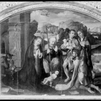 FRANCISCO SANCHIS MUÑOZ Pintura sobre tabla de la Adoración de los pastores, anónimo del siglo XVI, en la catedral de Valencia. Valencia. 1951. ES.462508.ADPV/Colección Sanchis, imagen nº  01481