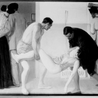 FRANCISCO SANCHIS MUÑOZ Pintura al óleo titulada El último número, por el pensionado de la Diputación de Valencia Enrique Navas Escuriet. Valencia. 1946. ES.462508.ADPV/Colección Sanchis, imagen nº  01516