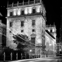FRANCISCO SANCHIS MUÑOZ Vista general del palacio de la Generalitat desde la calle Caballeros de Valencia. Valencia. 1970. ES.462508.ADPV/Colección Sanchis, imagen nº  01930