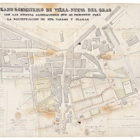 ANTONINO SANCHO. Plano geométrico de vila-nueva del Grao con las nuevas alineaciones que se proponen para la rectificación de sus calles y plazas. 1861. ES.462508.ADPV/Mapas y Planos/MP035 nº 01